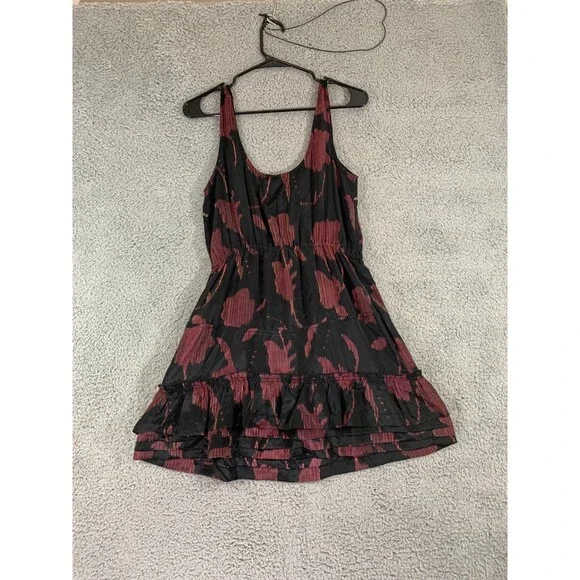 Anthropologie Ecote Beaded Tapestry Dress Red Black Floral Embellished - Picture 11 of 13